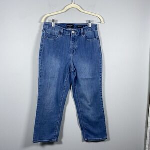 Susan Graver‎ Denim Straight Leg Crop Capri Jeans Medium Wash Women's Size 6P